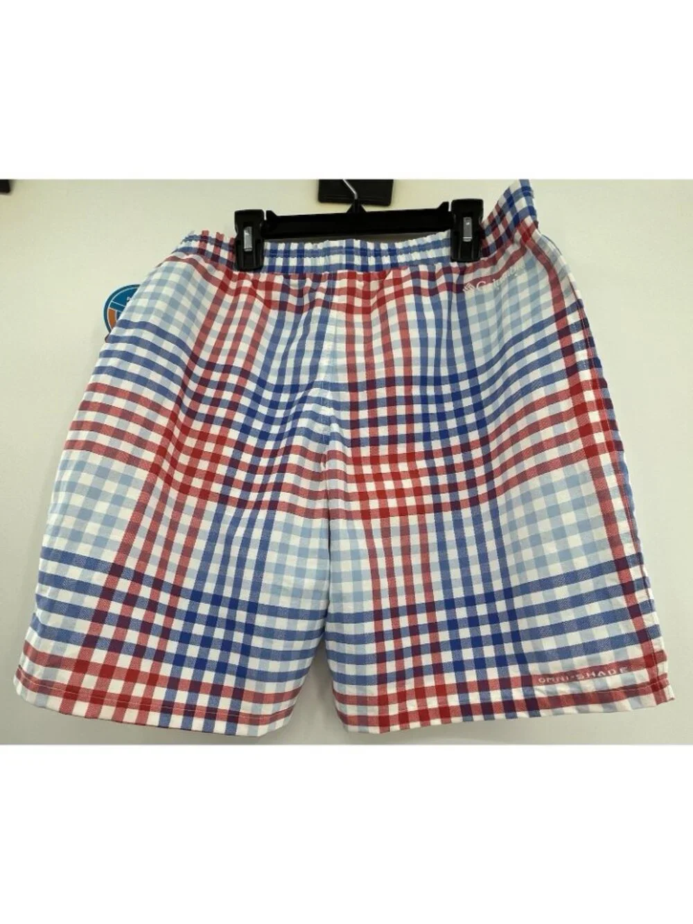 NWT Columbia PFG Swim Trunks Boys XL 18/20 Super Backcast Shorts UPF 50 Red Blue